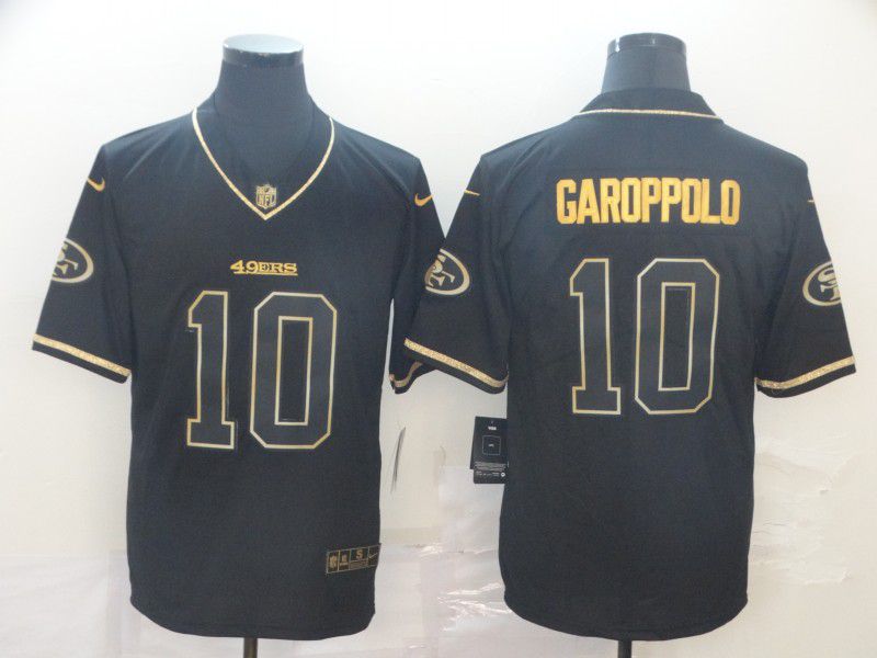 Men San Francisco 49ers #10 Garoppolo Black Retro gold character Nike NFL Jerseys